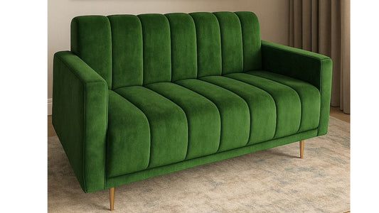 2-Seater Green Velvet Sofa – Comfort Meets Luxury