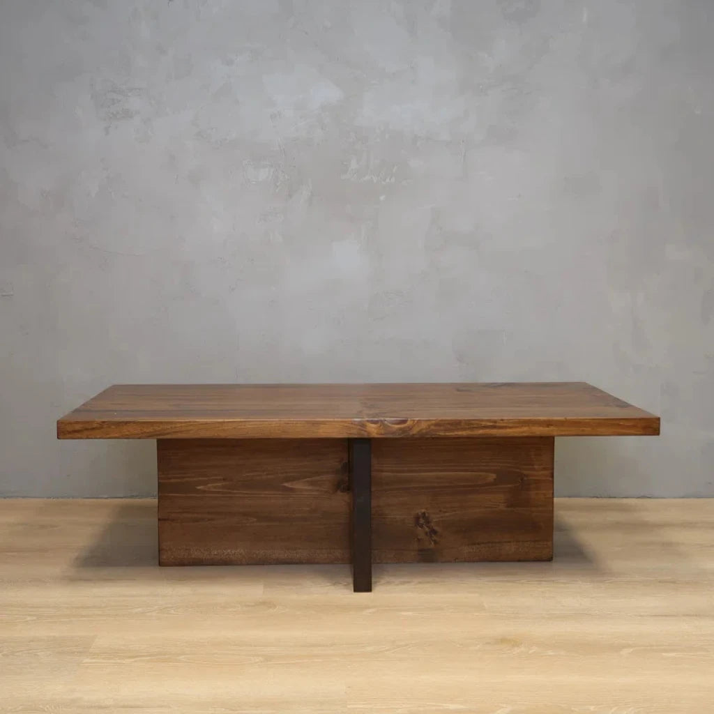 STRADO – Rustic Wood Coffee Table with Cross-Leg Base and Dark Brown Finish | P197