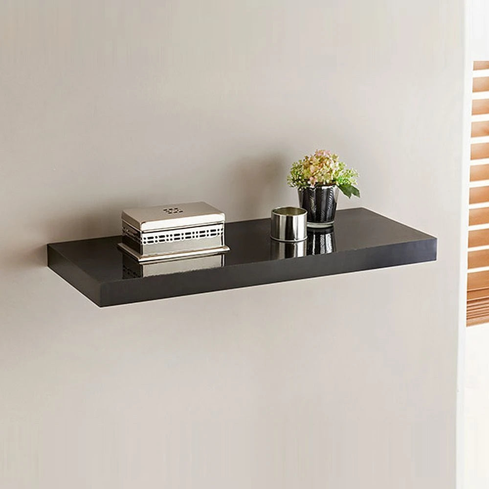 Black DIY Floating Wall Shelf (Double Thickness) | 24″ Wooden Shelf | P264