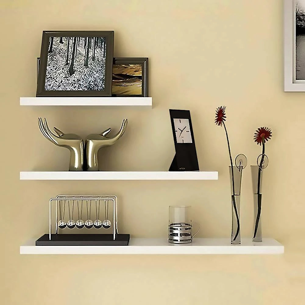 White DIY Floating Wall Shelves (Set of 3) | Modern Wooden Storage & Décor | P265