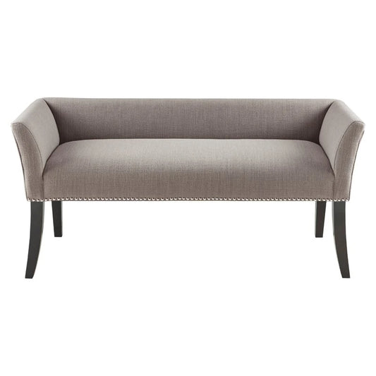 Elegant Jute Upholstered Bedroom Bench with Nailhead Trim | P171