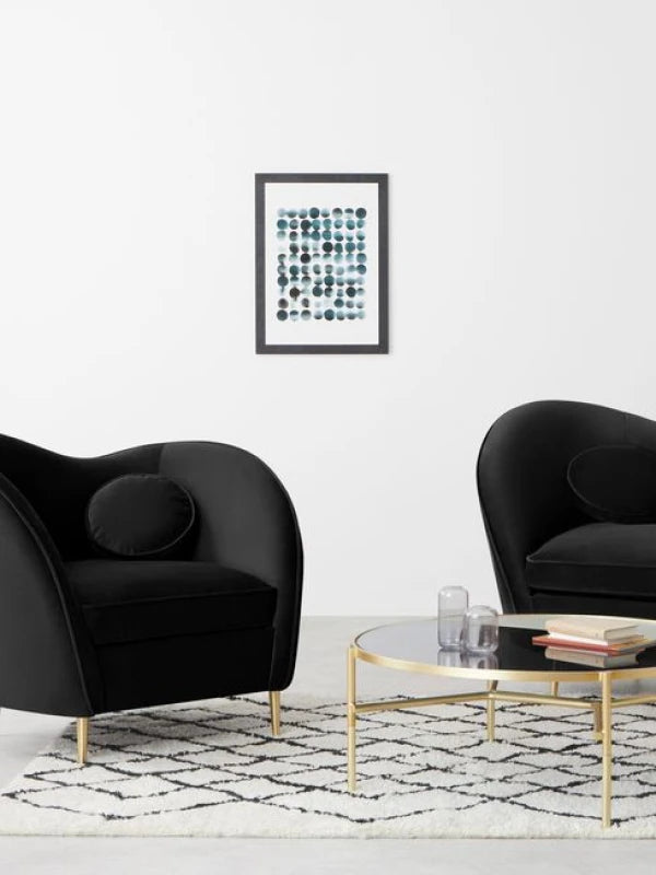 Black Velvet Curved Accent Single Chair with Brass Legs | P187