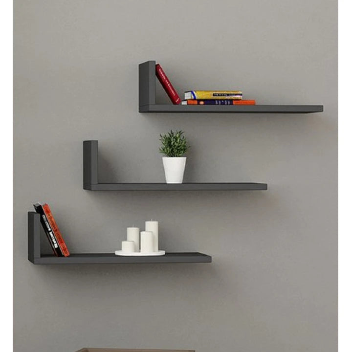 L-Shaped Floating Shelves White Set of 3 | P250
