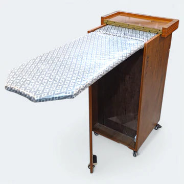 Laminated Wooden Movable Wheels Foldable Iron Stand With Drawer & Cupboard | P067