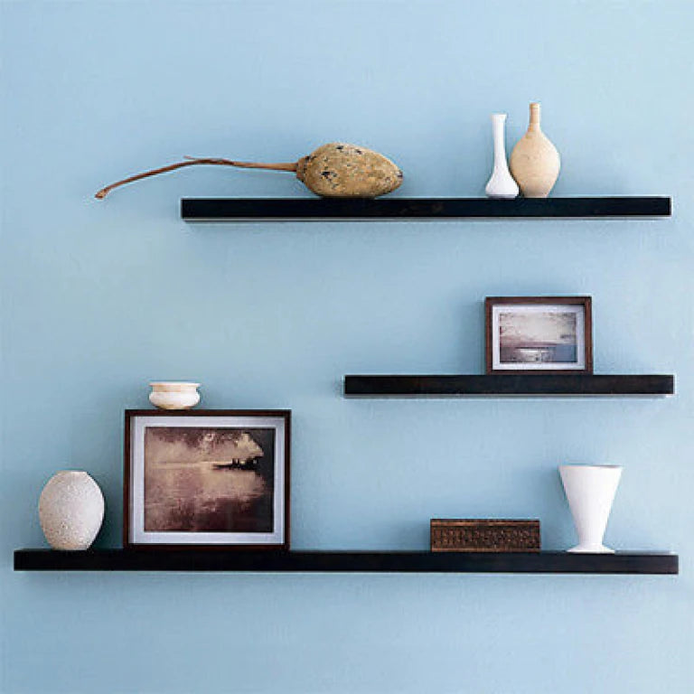 Black Floating Wall Shelves (Set of 3) | Modern DIY Wooden Shelves | P255