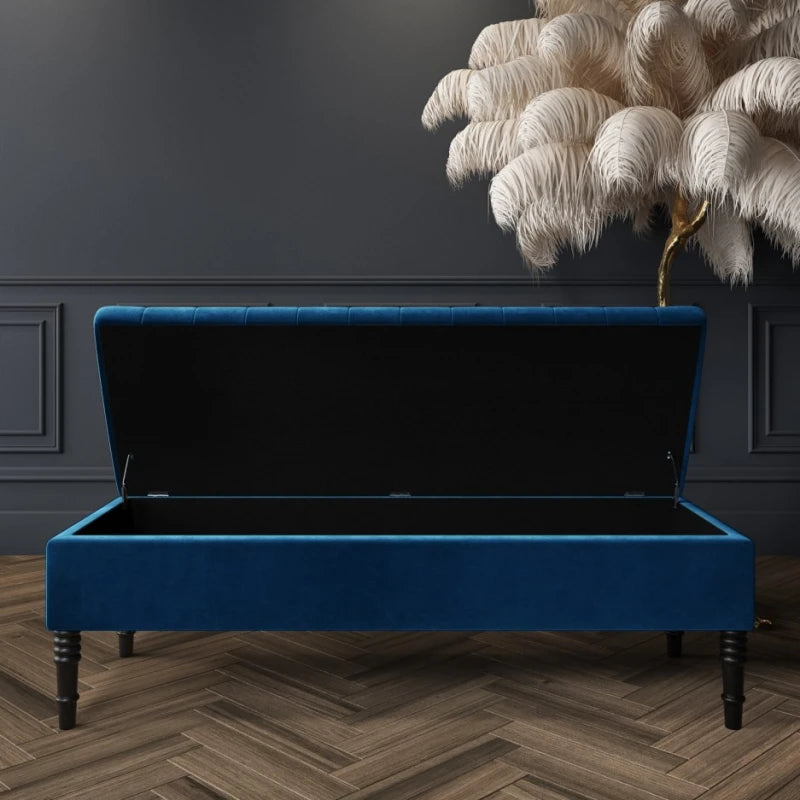 SAFARI Storage Ottoman Bench – Navy Blue Elegance | P157