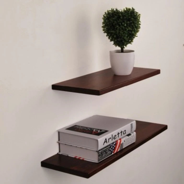 BELGI – Chocolate Brown Floating Wall Shelves (Set of 2) | P244
