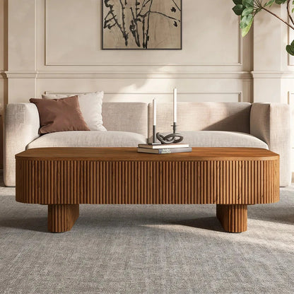 HIDEY Modern Ripple-Edge Coffee Table with Hidden Storage Drawers | P194