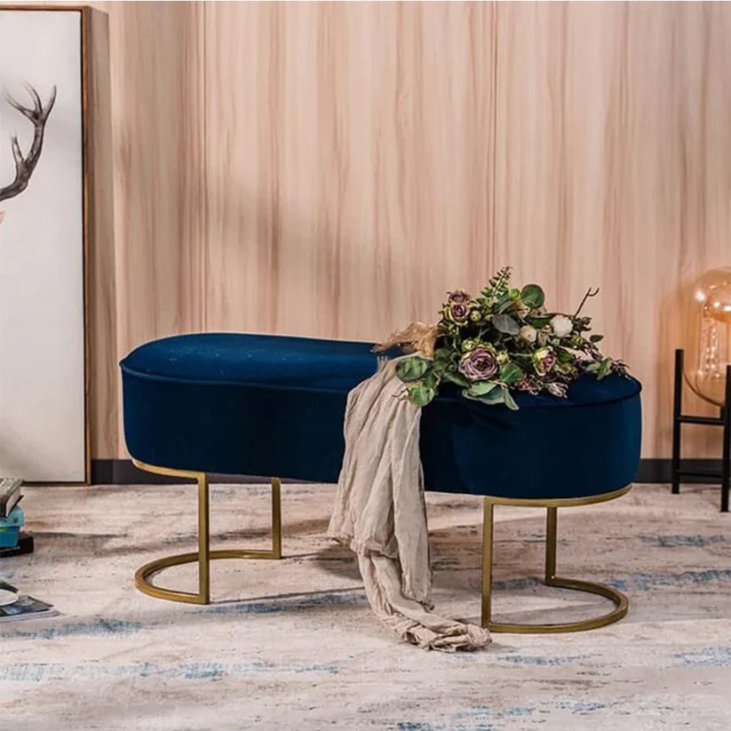 3 Seater Luxury Velvet Stool with Golden Steel Stand | P226