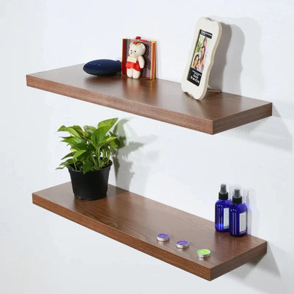 Brown Laminated Wall-Mounted Floating Shelves (Set of 2) | P272