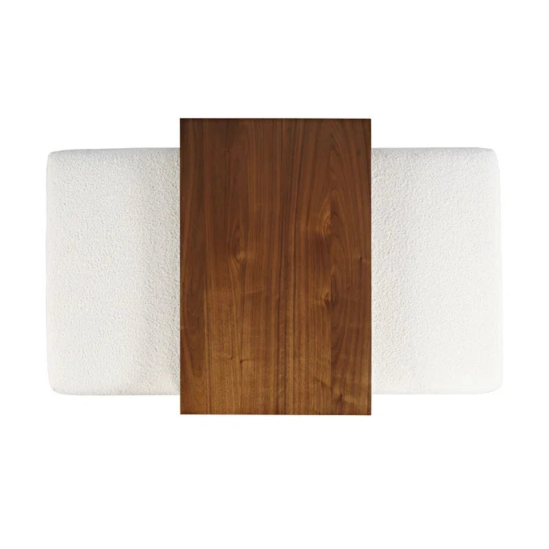 VELORA – Dual-Tone Cushioned Coffee Table with Walnut Finish & Boucle Upholstery | P196