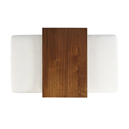 VELORA – Dual-Tone Cushioned Coffee Table with Walnut Finish & Boucle Upholstery | P196