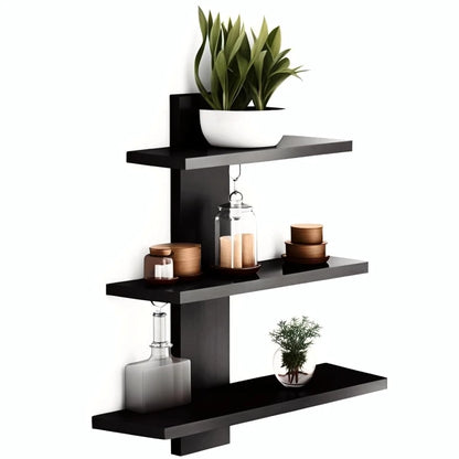 ORION – Modern Black 3-Tier Wall Shelf | P243