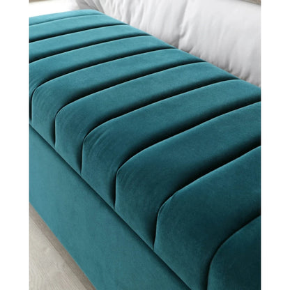 Teal Velvet Storage Bench with Antique Gold Legs | P169