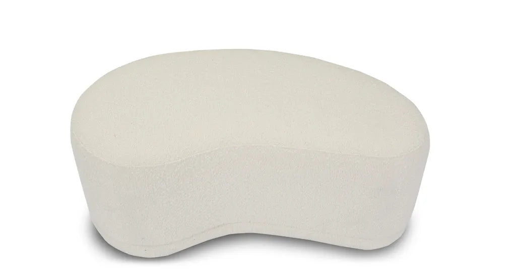 LOAF Kidney-Shaped Ottoman – Snow White Bouclé Elegance | P152