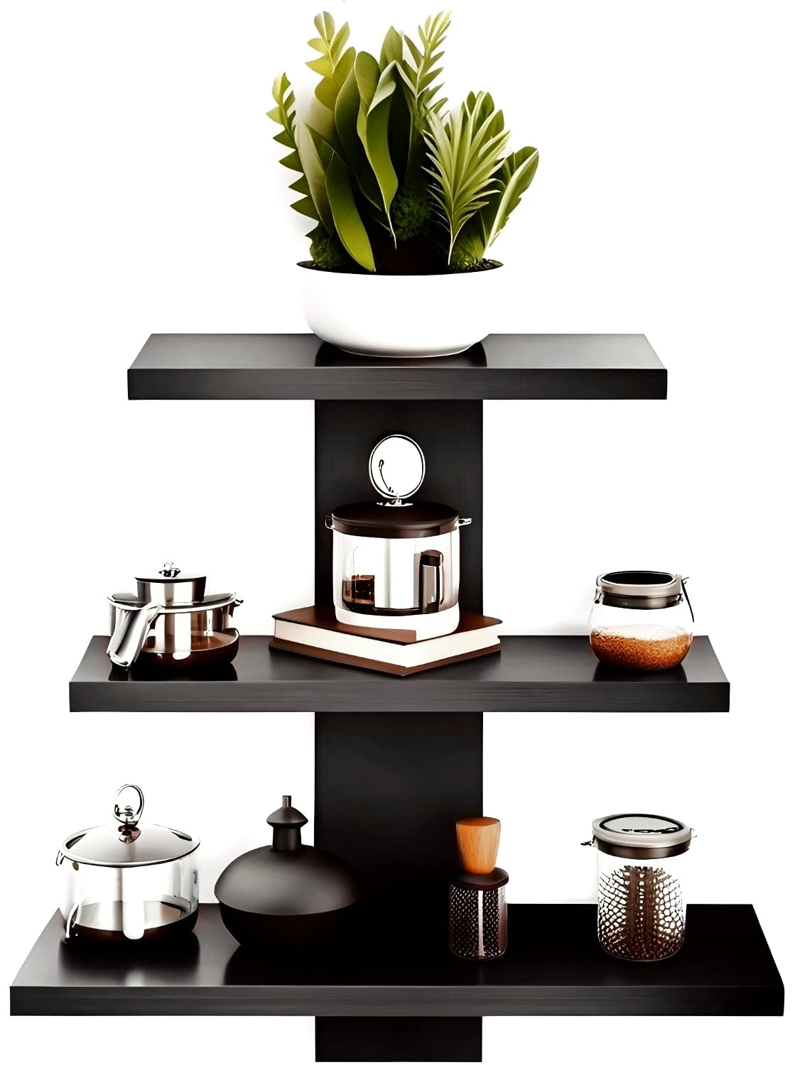 ORION – Modern Black 3-Tier Wall Shelf | P243
