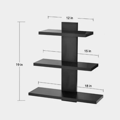 ORION – Modern Black 3-Tier Wall Shelf | P243