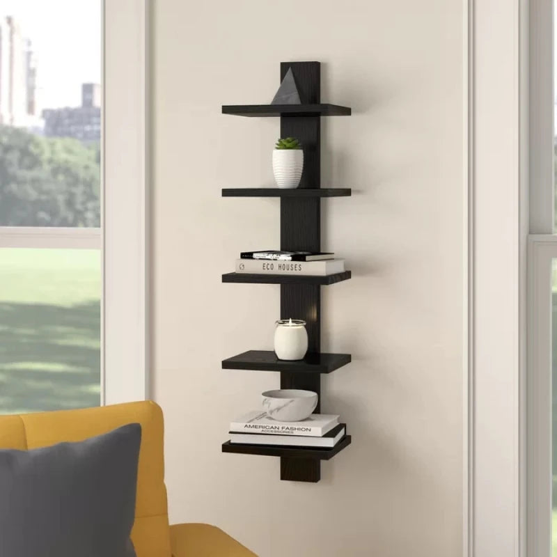 ETAJER Black Display & Storage Shelf | Modern Wooden Racks | P269