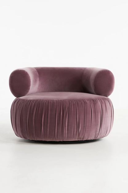 Purple Velvet Round Accent Chair with Pleated Base | P183
