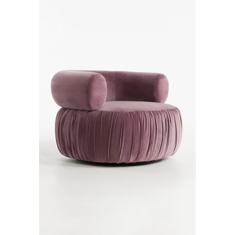 Purple Velvet Round Accent Chair with Pleated Base | P183