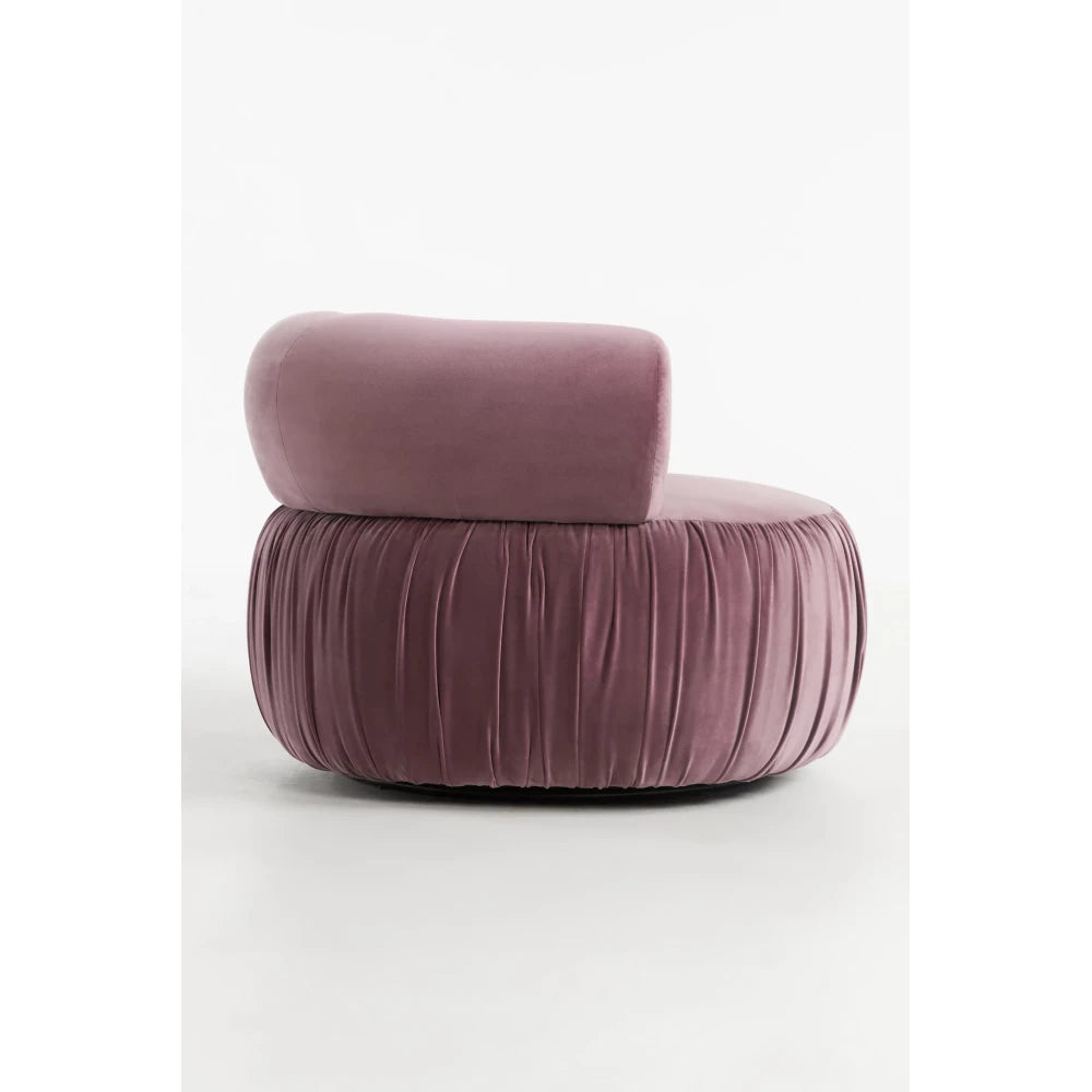 Purple Velvet Round Accent Chair with Pleated Base | P183