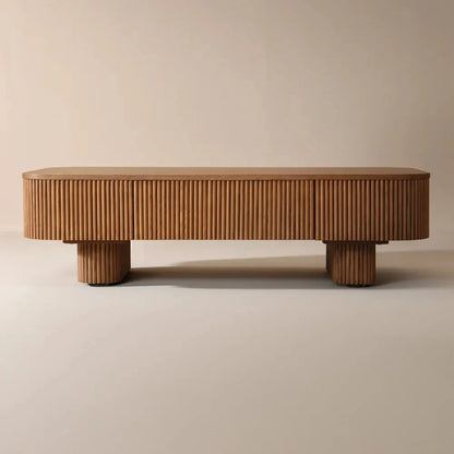 HIDEY Modern Ripple-Edge Coffee Table with Hidden Storage Drawers | P194