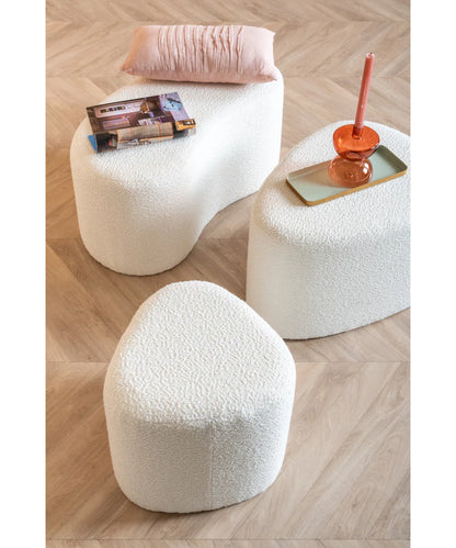 LOAF Kidney-Shaped Ottoman – Snow White Bouclé Elegance | P152