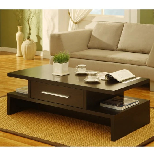 Stylish Coffee Table with Storage Shelves & Drawer | P205