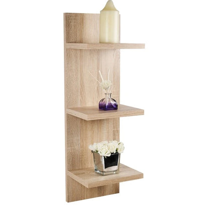 Oak Brown 3-Tier Floating Wall Shelf | Modern Decorative Storage | P280