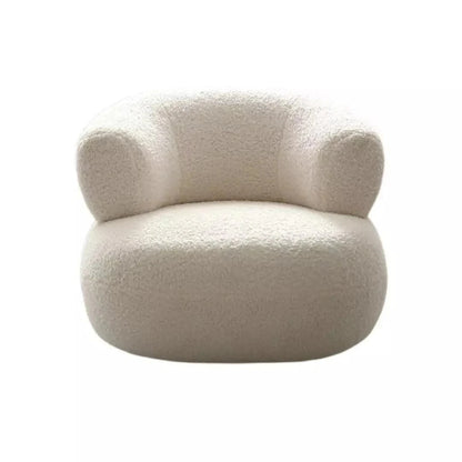 White Boucle Curved Round Armchair – Modern Accent Seating by Musa Furniture | P184