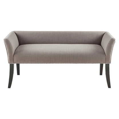 Elegant Jute Upholstered Bedroom Bench with Nailhead Trim | P171