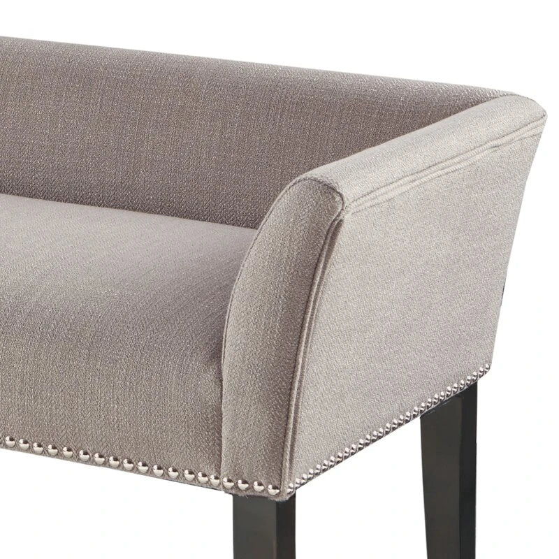 Elegant Jute Upholstered Bedroom Bench with Nailhead Trim | P171
