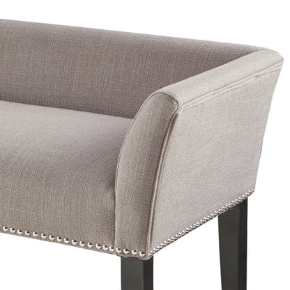 Elegant Jute Upholstered Bedroom Bench with Nailhead Trim | P171