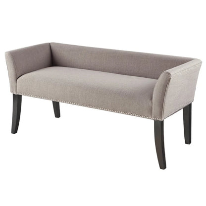 Elegant Jute Upholstered Bedroom Bench with Nailhead Trim | P171