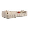 White Boucle L-Shaped Bubble Sectional Sofa – Modular Statement Couch by Musa Furniture | P186