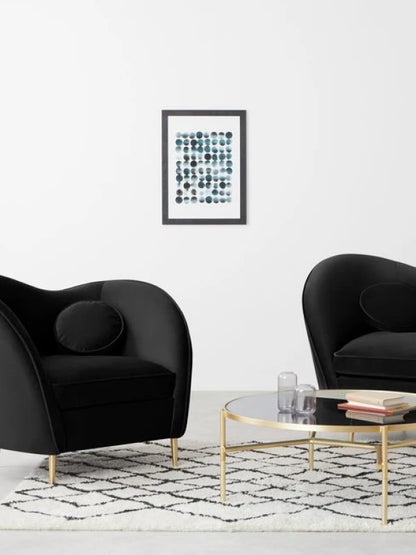 Black Velvet Curved Accent Single Chair with Brass Legs | P187