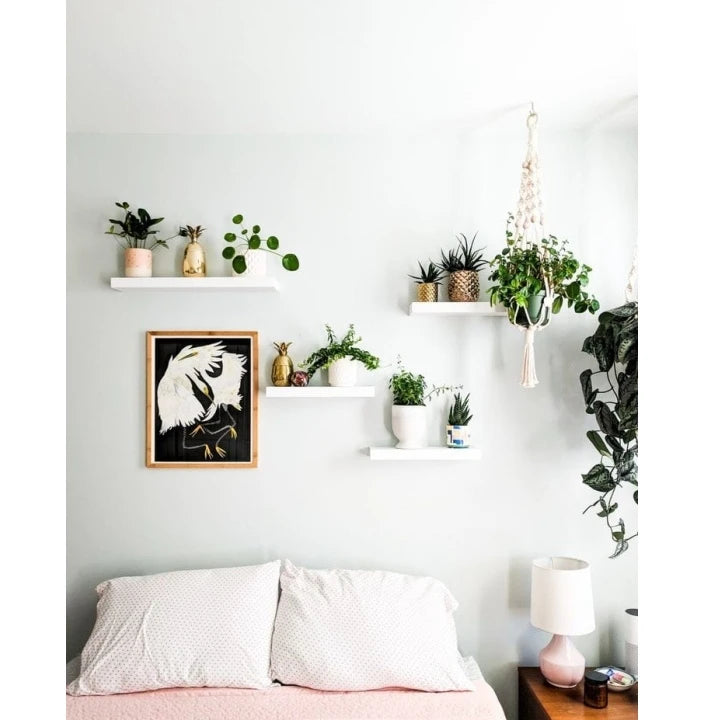 White Floating Wall Shelves (Set of 4) – Modern DIY Storage Solution | P278