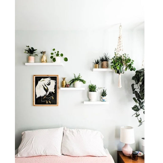 White Floating Wall Shelves (Set of 4) – Modern DIY Storage Solution | P278