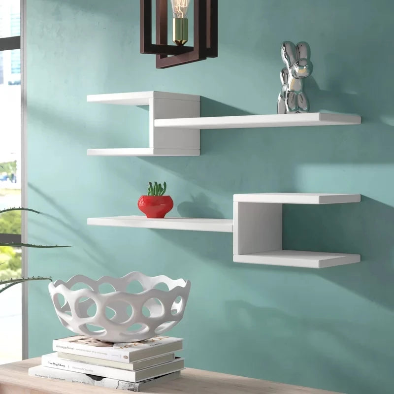 White Wall-Mounted Floating Shelves (Set of 2) | P274