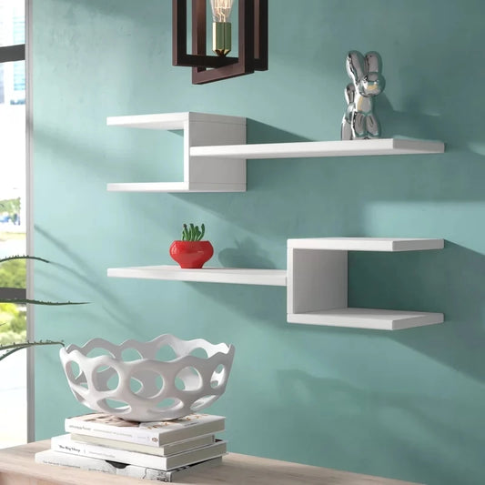 White Wall-Mounted Floating Shelves (Set of 2) | P274