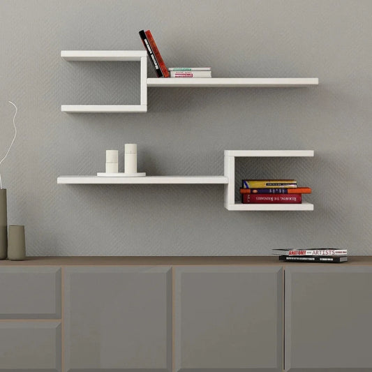 White Wall-Mounted Floating Shelves (Set of 2) | P274