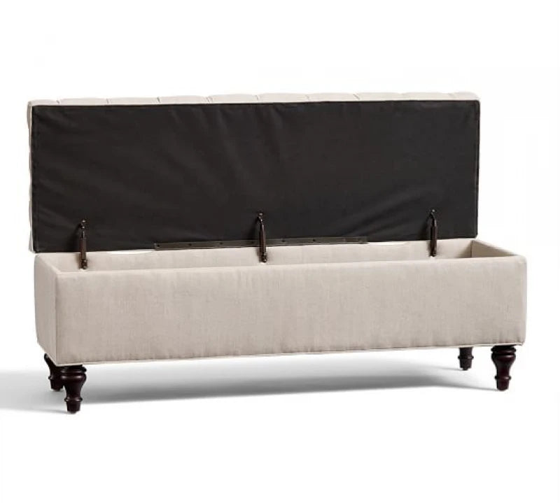 Jute Storage Bench with Diamond Tufting – Multipurpose Ottoman | P168
