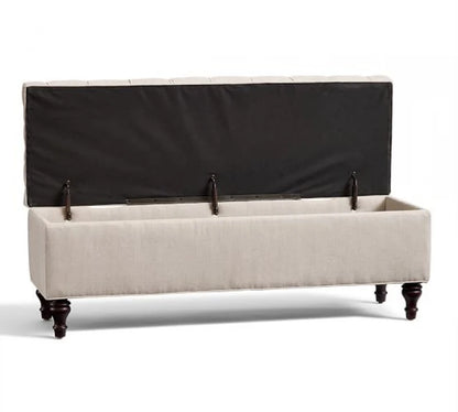 Jute Storage Bench with Diamond Tufting – Multipurpose Ottoman | P168
