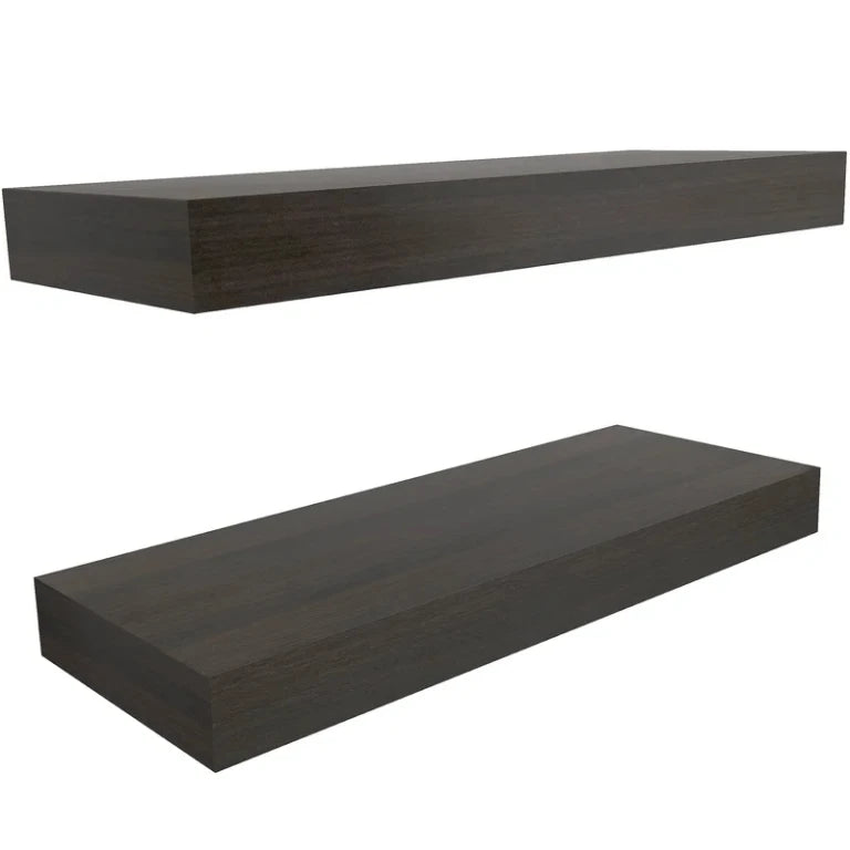 Black Rectangular Floating Wall Shelves (Set of 2) | P275