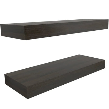 Black Rectangular Floating Wall Shelves (Set of 2) | P275