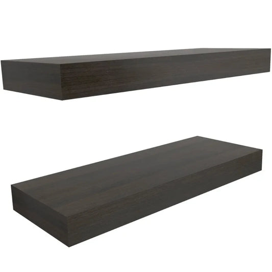Black Rectangular Floating Wall Shelves (Set of 2) | P275