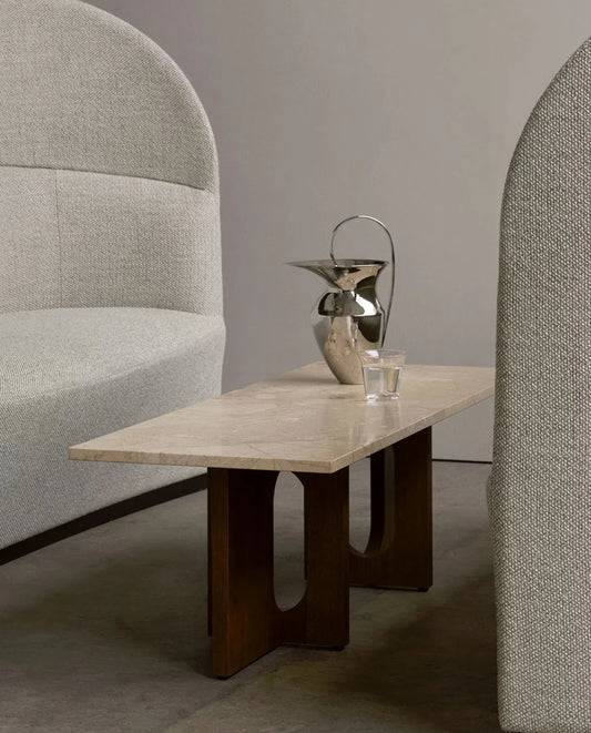 TAVIRA – Elegant Marble Top Coffee Table with Artistic Wooden Base Design | P195