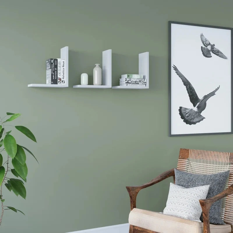 White Floating Wall Shelves (Set of 3) | P273