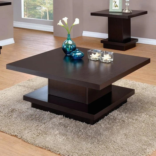 Modern Square Coffee Center Table with Geometric Storage |  P208