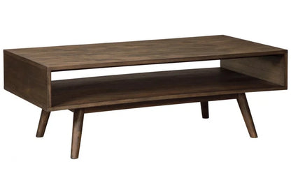 Mid-Century Coffee Table – Dark Brown Finish with Open Shelf | P225